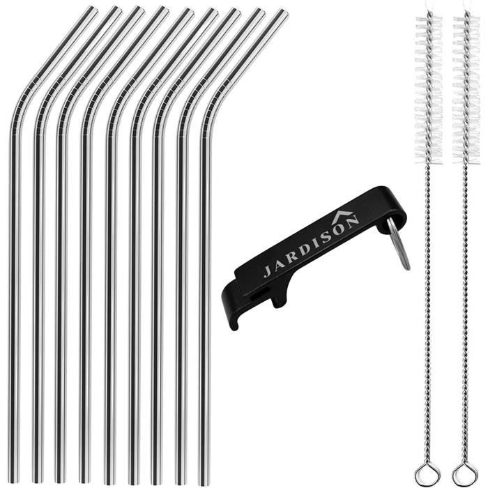 BetterJonny Lot De 14 Pailles En Acier Inoxydable 2 En 1 Réutilisables