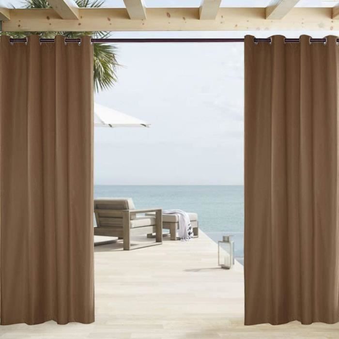 Rideaux Occultants Extérieurs Blancs - Lot De 2 (1.2m X 1.5m Chaque) - Polyester - Pour Terrasse, Jardin, Fenêtre - 13