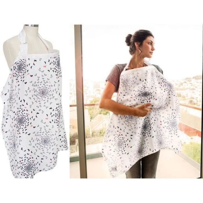 Voile en Coton 100% Oeko-Tex Respirant Couverture dAllaitement avec Poches pour Coussinets dAllaitement Rose Echarpe dAllaitement Mania Butterfly Etoiles et Pois Taill: S/M 