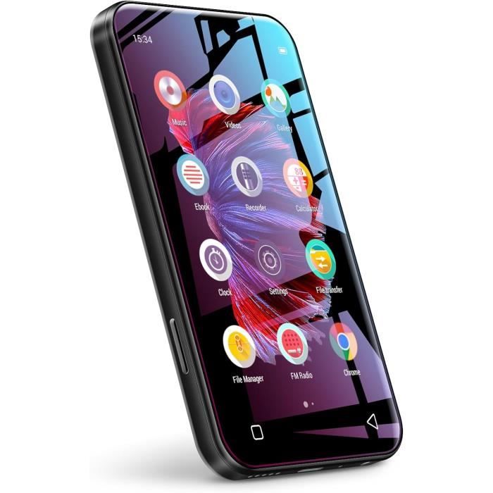 Lecteur MP3 Android 64Go Avec Bluetooth 5.3 & WiFi - Écran Tactile, Hi-Fi Sans Perte, Radio FM, Support 512GB - Streaming Deezer/Audible