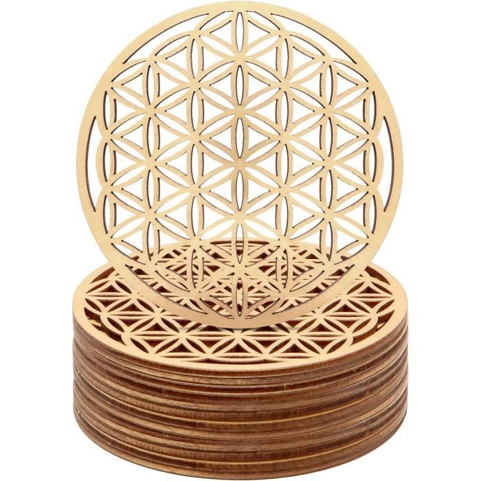 Set De 2 Dessous De Verre En Bois Bouleau ProArts | 20x20cm, Design Fleur De Vie, Personnalisables