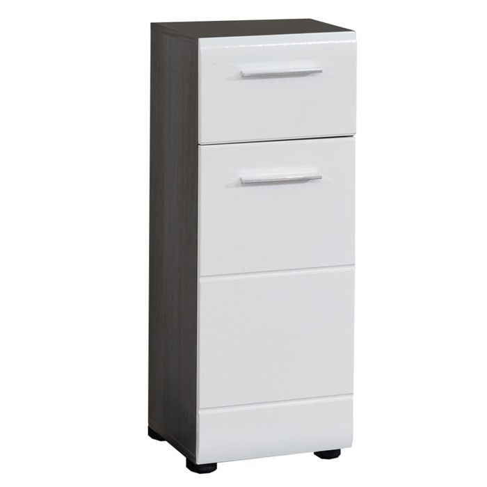 trendteam smart living Commode de salle de bain Line, 30 x 80 x 31 cm en façade et corps en argent Sardegna avec beaucoup d'espace d