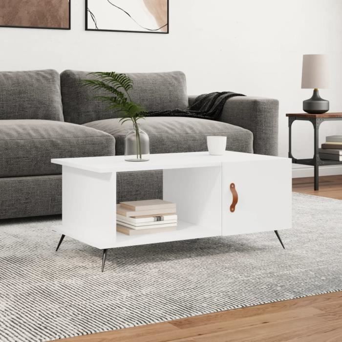 vidaXL Table basse blanc 90x50x40 cm bois dingénierie 829460