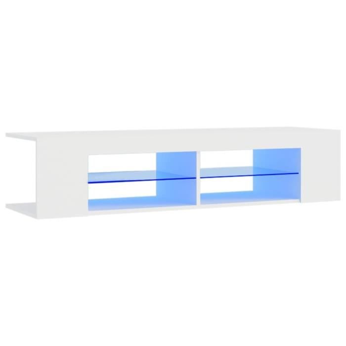 Meuble TV - VIDAXL - 135x39x30 cm - Blanc - LED RVB - Design contemporain