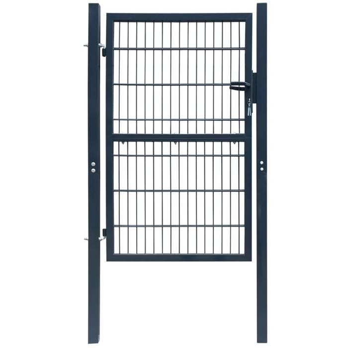 vidaXL Portillon de Jardin 2D (Single) Acier Gris Anthracite 106x210 cm Porte 141744