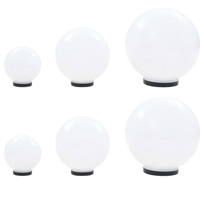 vidaXL 6x Lampes Boule à LED Sphérique Eclairage Lampes Solaires Lampes d'Allée Lumière de Jardin Patio Terrasse Cour Balcon 277146