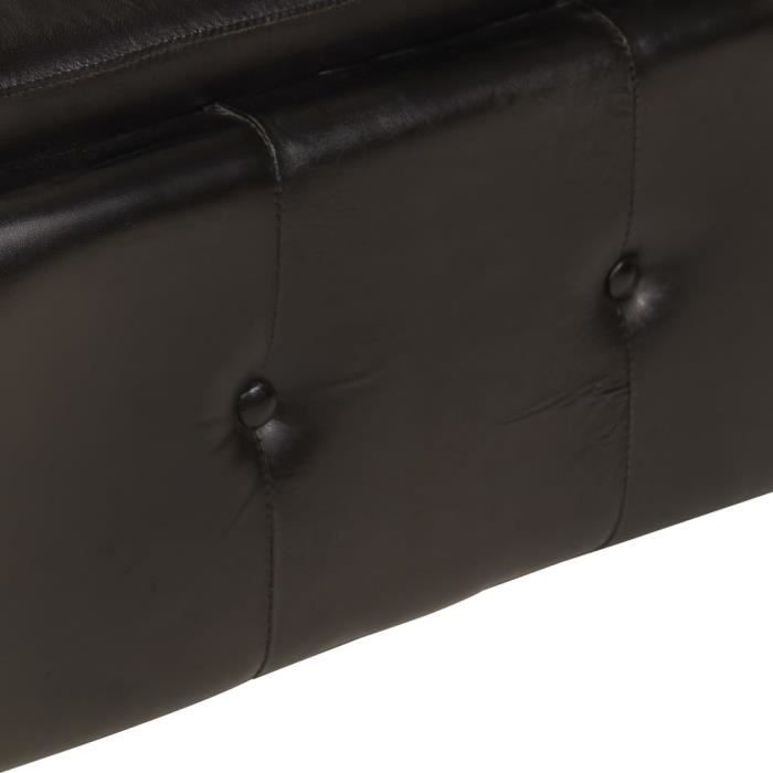 canapé chesterfield 2 places - vingvo - noir cuir véritable - style industriel - loft - confort moelleux