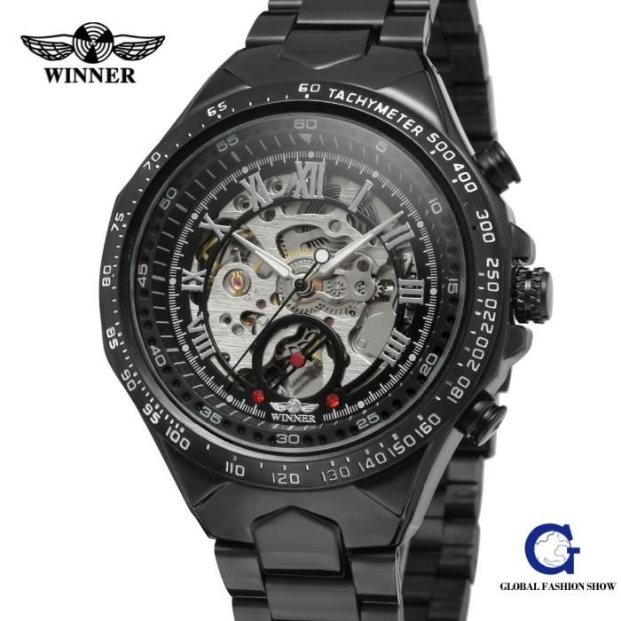 Montre Homme Design En Acier Inoxydable Bracelet Squelette Montres  Automatiques Couleur Argent - Cdiscount Bijouterie