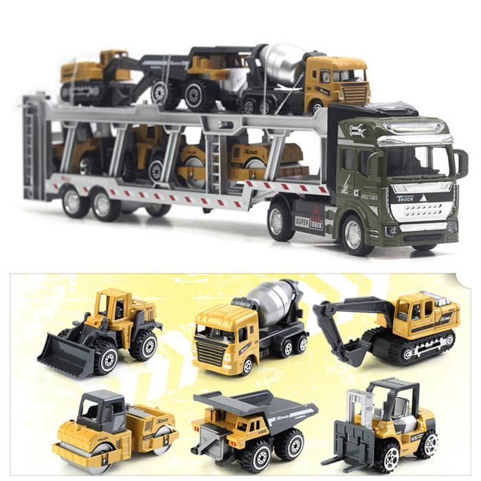 Lenbest Camion Transporteur Voiture Jouet 11 En 1 - Ensemble Camions Construction Avec Sons Et Lumières Pour Enfants Dès 3 Ans - Cadeau Anniversaire