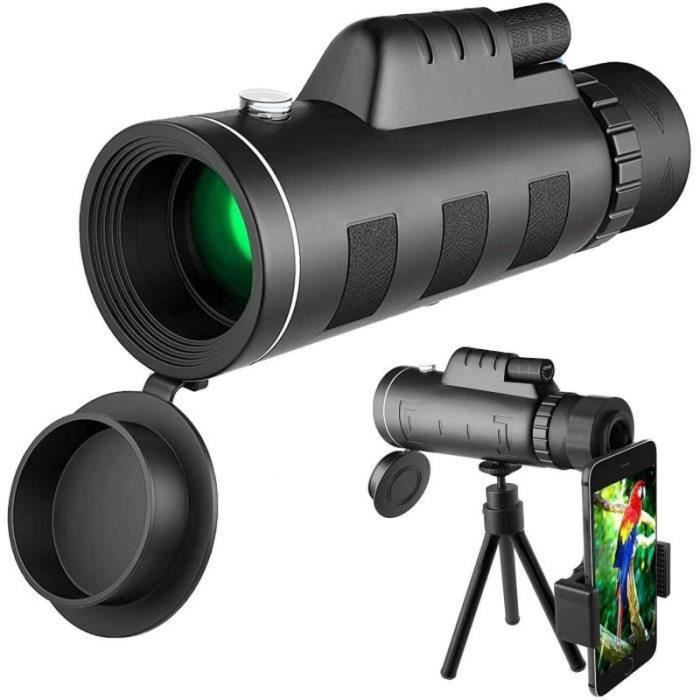 Télescope Monoculaire Zoom 16X52 avec Pince pour Téléphone et Trépied pour Visualisation Claire dans les Activités Extérieures