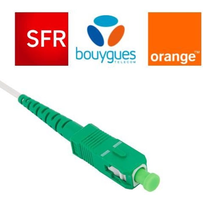 Câble jarretière fibre optique pour Orange / SFR / Bouygues SCAPC à SCAPC  blanc 5m