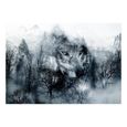 Papier peint Animaux Mountain Predator (Black and White) 300x210 cm - Papier peint panoramique - Intissé-1