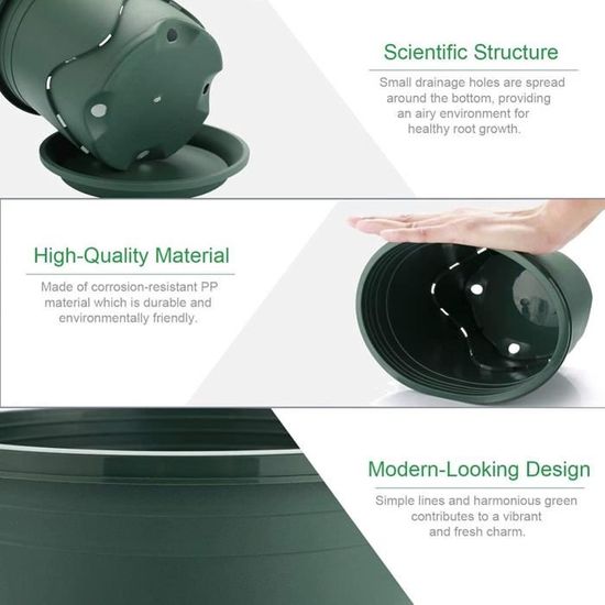 KAHEIGN 10 Pièces Pots De Fleurs En Plastique, 15 Cm Épaissir Pots De Fleurs Conteneur De Plantes Pot De Jardinage D'intérieur Avec Palette De Drainage (Blanc