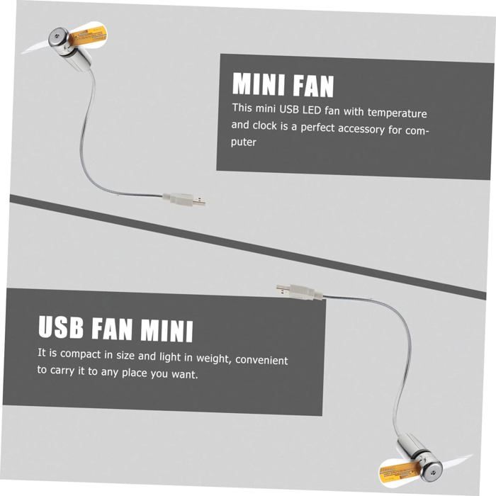 Ventilateur D’horloge LED DC 5V – USB, Affichage Temps Réel, Design Fun
