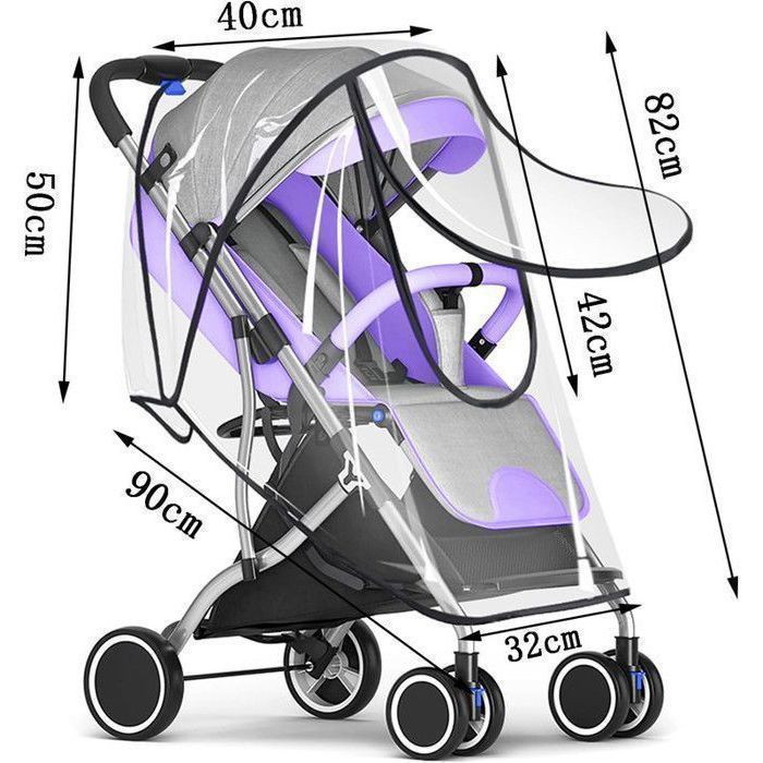 Habillage pluie universelle pour poussette et protège bébé du vent