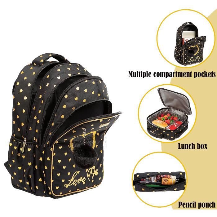 Sac à Dos Enfant Yarmiene 3-en-1 Avec Sac à Goûter Et Trousse | Imperméable, Grand Volume Pour École Ou Voyage