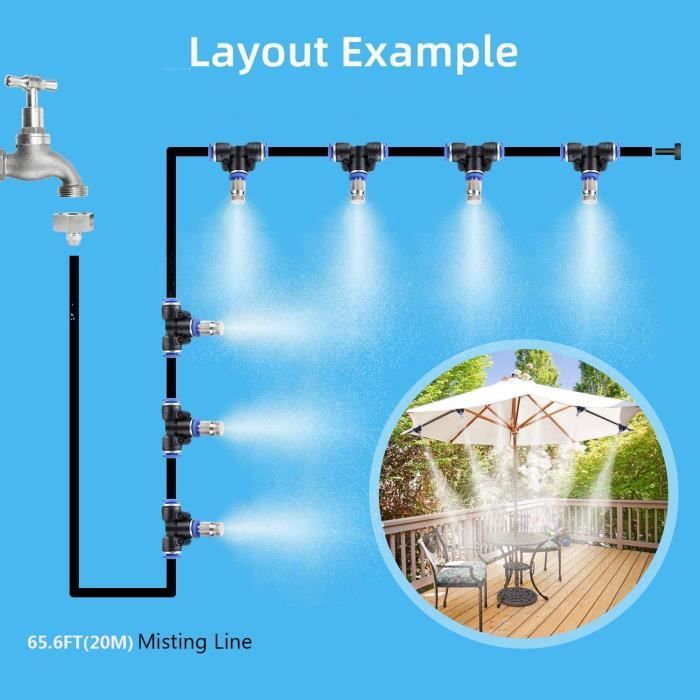 Kit Brumisation 20m - 20 Buses Laiton Pour Jardin Et Terrasse