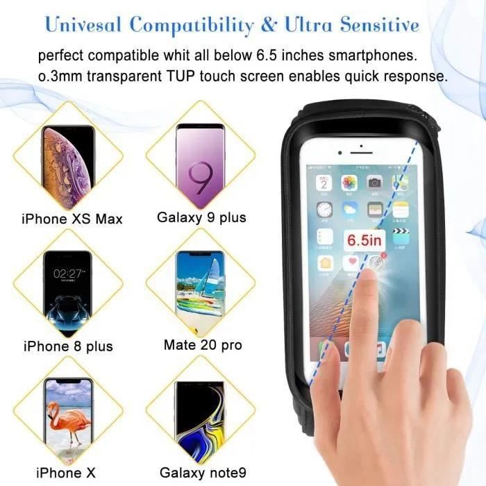 Pochette Vélo VTT Route Sacoche Guidon Vélo Étanche Grefay - Support Téléphone Jusqu'à 6 | Pochette Guidon VTT | Range Documents Et Accessoires Accessoire Cyclisme Smartphone