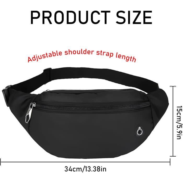 Le Noir) Sac Banane De Course à Pied Ceinture élastique Ultra Fine