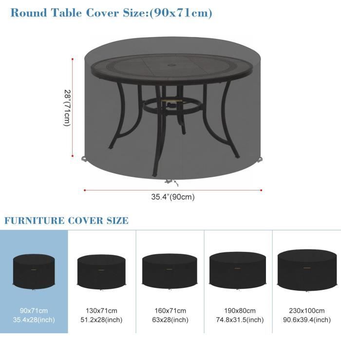 Bache De Protection Table De Jardin Ronde Housse Protection Table ...
