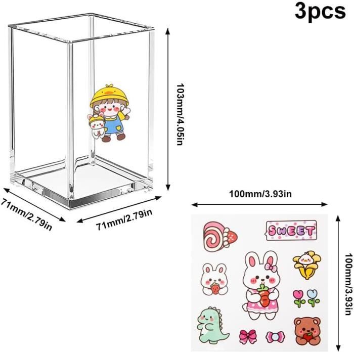 Pot à Crayon Acrylique Mgood 4 PCS - Porte Stylo Transparent Multifonction