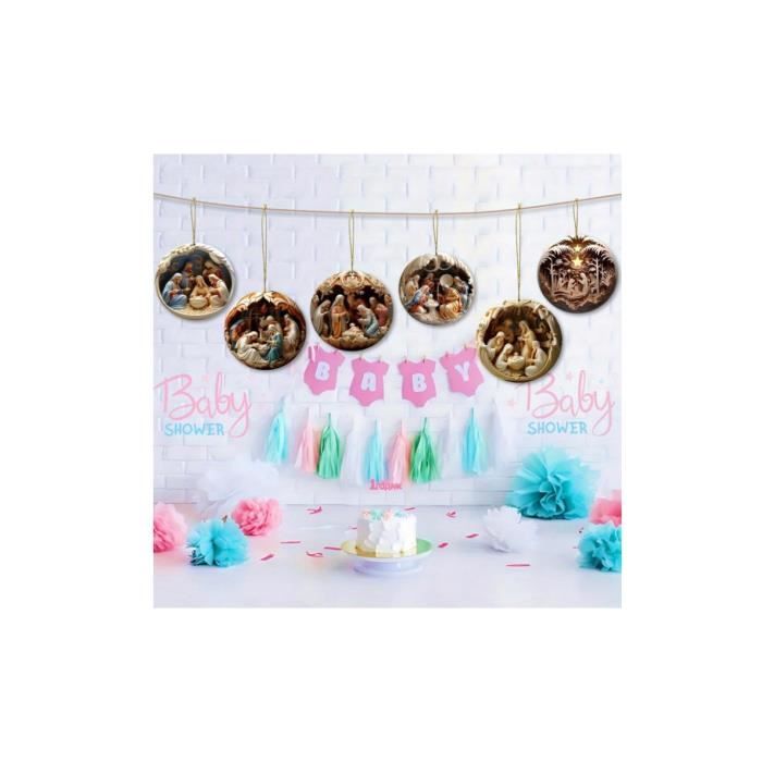 Karenhi Lot De 40 Décorations De Crèche De Noël Religieuse En Bois à Suspendre Rétro Vintage Nativité Chrétienne La Naissance De Jésus Décorations De Noël Pour Sapin De Noël Cadeaux