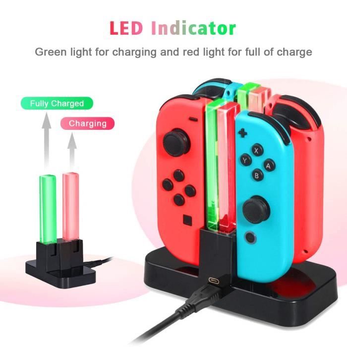 DOBE 4 en 1 Chargeur pour Joy-Con Nintendo Switch, Station de Charge avec  Indicateur LED pour 4 Manettes Joy-Con - Cdiscount
