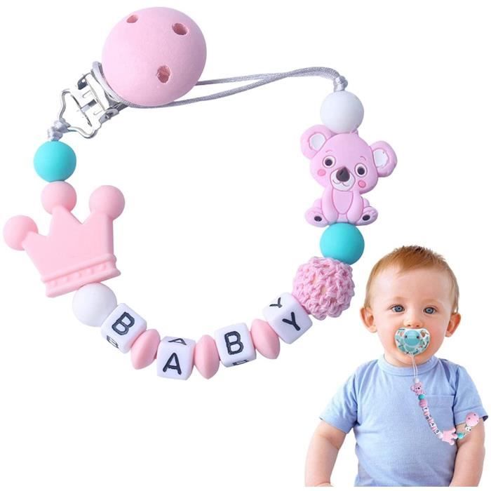 Attache-tétine Bébé - Lot De 2, Tissu Coton Et Boucle Bois - Extensible, Pour Poussette, Sac