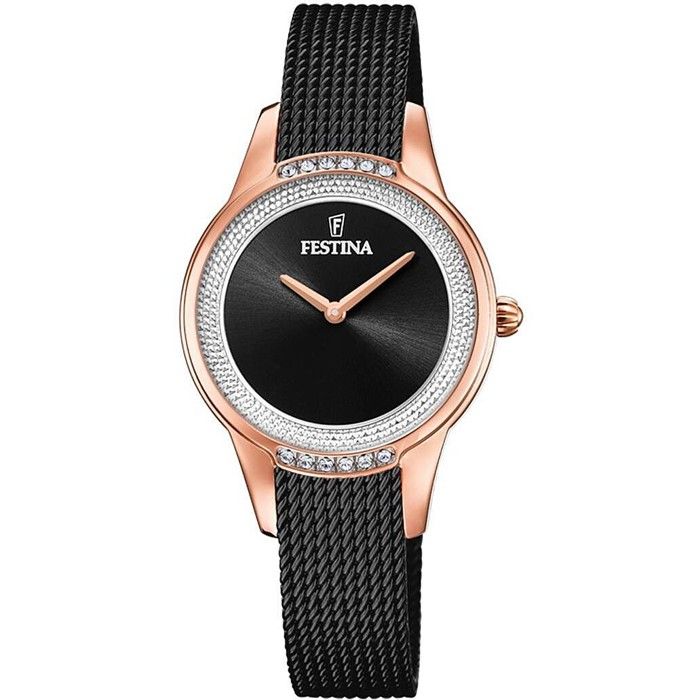 Montre Femme Française HOUBERT - Cadran Cristaux Et Date, Acier Inoxydable - Étanche 3ATM, Mouvement Quartz - Idéale Cadeau