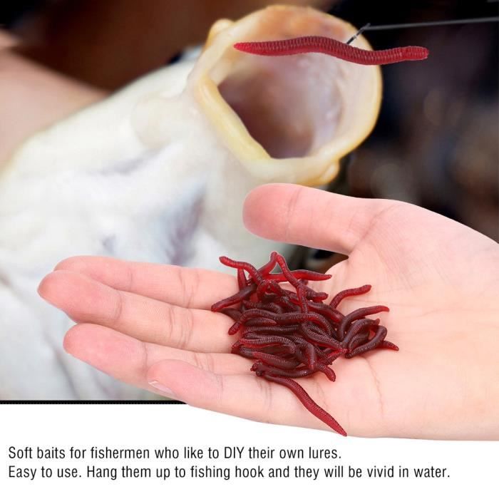 Leurre De Pêche Bloodworm – 200 Vers De Vase Artificiels, 4 Cm, En Caoutchouc Souple, Rouge, Pour Mer Et Rivière