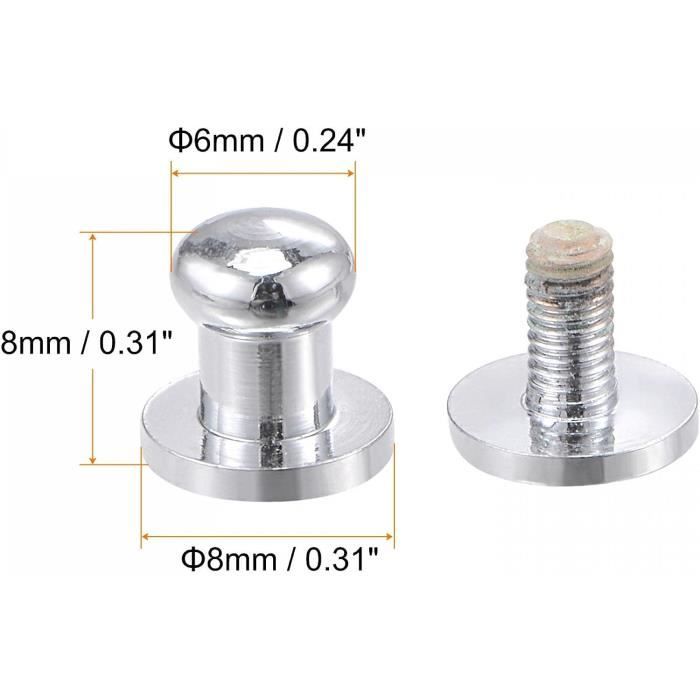 Lot De 5 Rivets à Vis En Laiton Tête Ronde 4mm - Pour Travaux Du Cuir, Artisanat, Bricolage - Ton Bronze