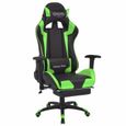 602081 - Design Furniture | Fauteuil de Bureau Chaise de bureau Fauteuil gamer Gaming inclinable avec repose-pied Vert-2