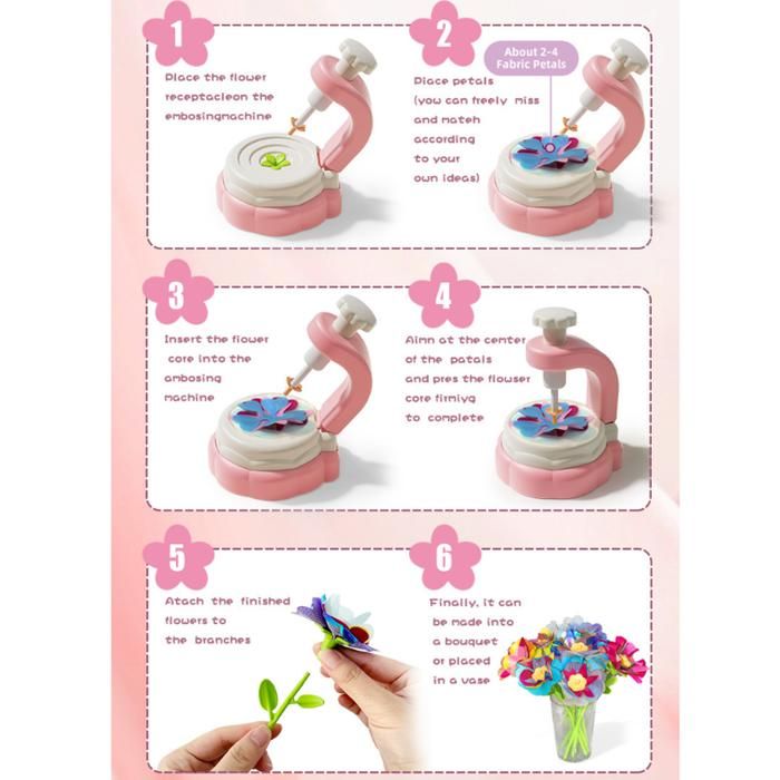 Kit Créatif Bouquet Floral – Machine à Fleurs + Vase – Pour Filles De 3 à 9 Ans, à Offrir Absolument !