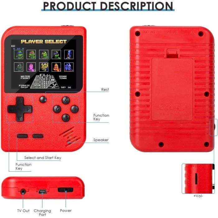 Retro Mini Console de Jeu Portable 3 Pouces 400 Jeux Classiques