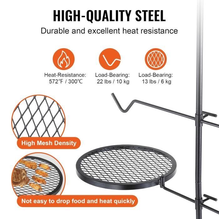 Grille De Campement Pliable – Barbecue Au-dessus Du Feu – Portable Pour Camping