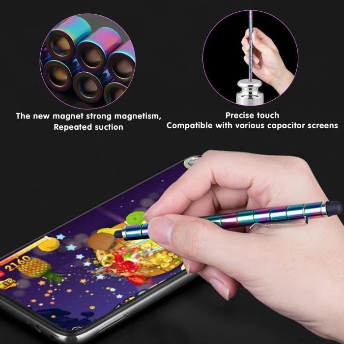 Stylo Aimanté Multifonction Fidget – Stylo Magnétique Coloré + Recharge + Écran Tactile, Anti-Stress