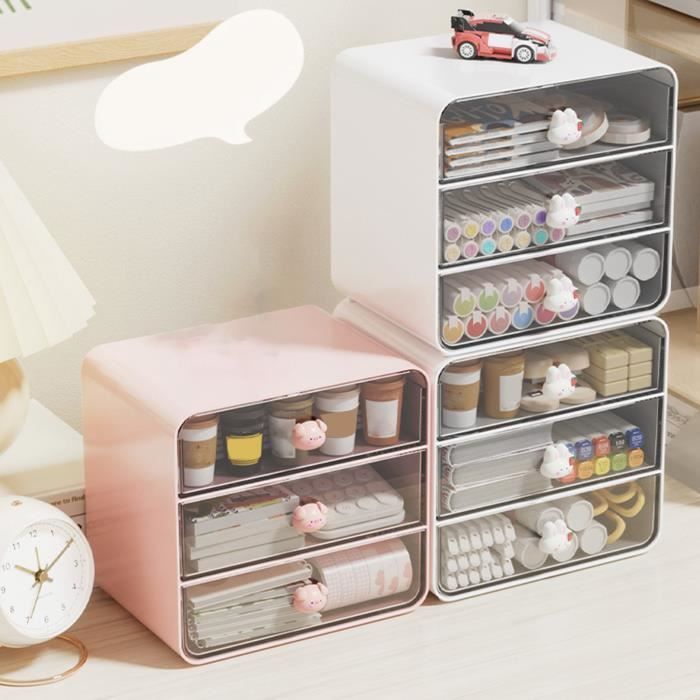 EHOTER Tour De Rangement Bureau 5 Étages - Design Lapin Mignon - Organisateur Transparent