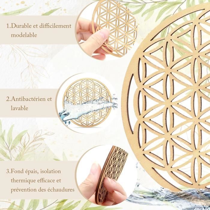 Lot De 6 Dessous De Verre En Bois De Pomme – Coffret Bois – Fait Main – Multicolore – Neuf Sans Boîte