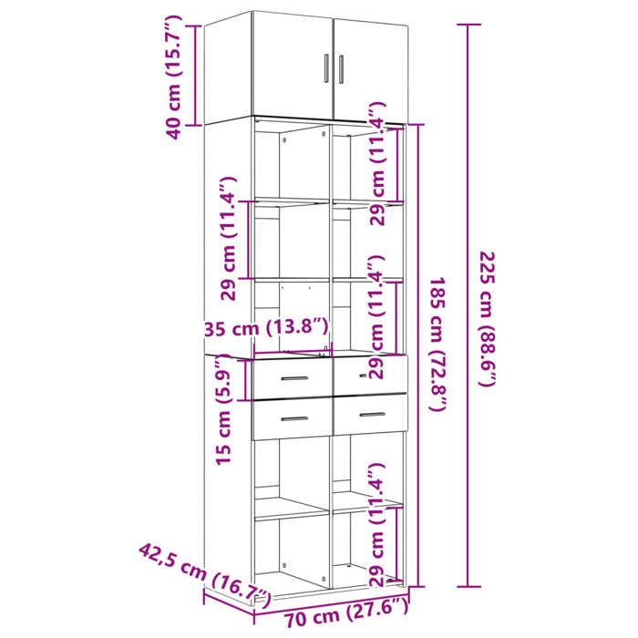 VidaXL Armoire De Rangement Blanc 40x45x103,5 Cm - Bois D'ingénierie, Armoire Anti-Bascule Idéale Bureau Ou Buffet