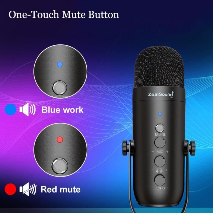 Noir-Zealsound-Microphone professionnel à condensateur cardioïde USB, kit  avec HONArm pour statique, studio, - Cdiscount TV Son Photo