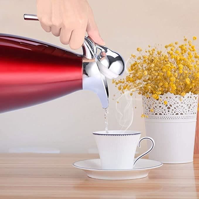 Pichet Isotherme Acier Inoxydable 2,3 Litres - Double Paroi Vide, Maintient Chaud/froid 6h+ | Pour Café, Thé, Lait, Boissons, Bureau, Pique-nique