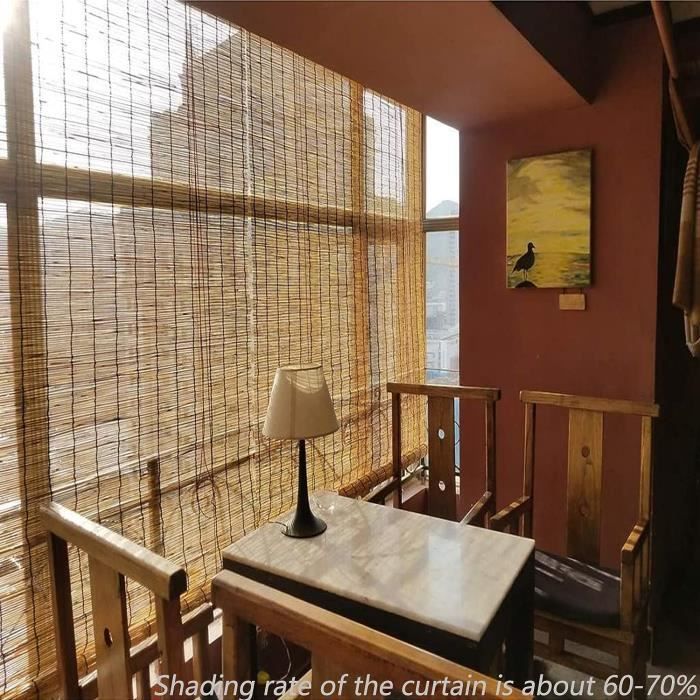 Store Enrouleur Bambou Naturel Rideau De Roseau Anti-UV