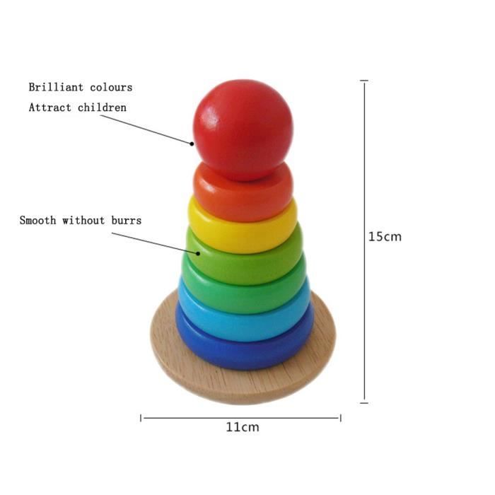 Jouets empilables en forme de fusée colorée en bois Rainbow Stacker Puzzle  Blocks Sensory Toy six Plug-in Parts Nesting for Kids - Cdiscount Jeux -  Jouets