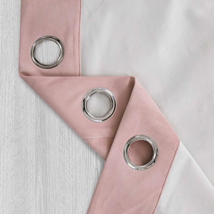 Rideaux Occultants Sleepdown - Effet Marbre Velours - 2 Panneaux 228x183 Cm - Rose Pâle - Œillets