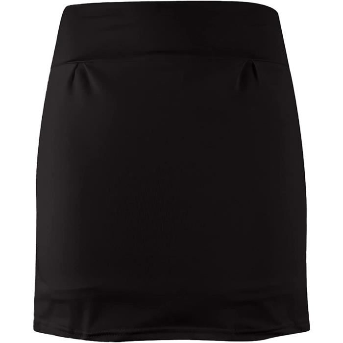 Blaosn Short de course fluide pour femme, gym, yoga, athlétisme, entraînement, tennis, jupe de sueur, jupe-short en élasthanne, vêtements d'été mignons pour filles, noir, XX-Small