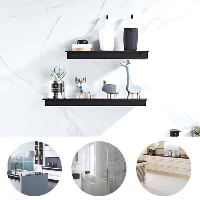 Lot De 2 Étagères Murales Flottantes Blanches 30cm + 40cm – Aluminium Robuste Pour Cuisine, Salle De Bain, Salon