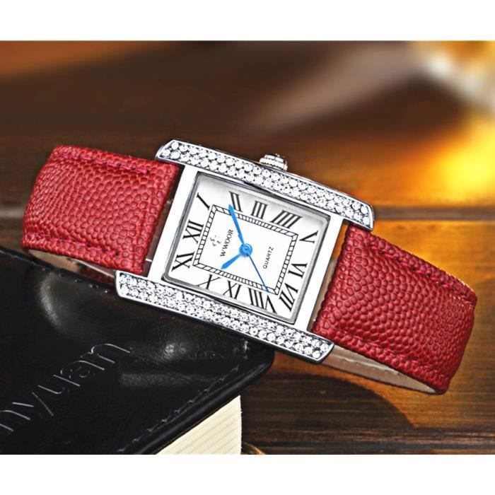 Montre-bracelet Unendlich U Pour Femme - Cuir PU, Chiffres Romains & Arabes, Double Affichage - Idéal Cadeau Noël - 12