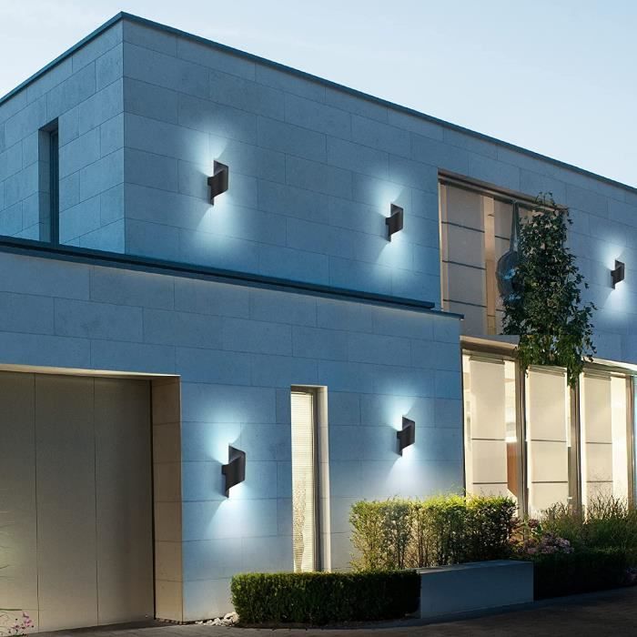 Applique Murale Extérieure Lampe murale LED Blanc Froid 6000K étanche IP65  Pour Entrée Couloir Cour Jardin Terrasse Balcon Garage Noir