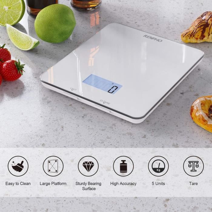 Borvat®, Balance de cuisine numérique de précision, Poids de la cuisine  jusqu'à 5 kg