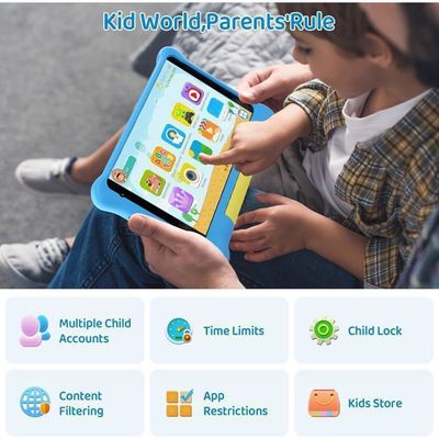 Android 7 Pouces Tablette Android Veidoo 7 Pouces - 2Go RAM, 32Go ROM, , Étui Silicone, Bleu Contrôle Parental